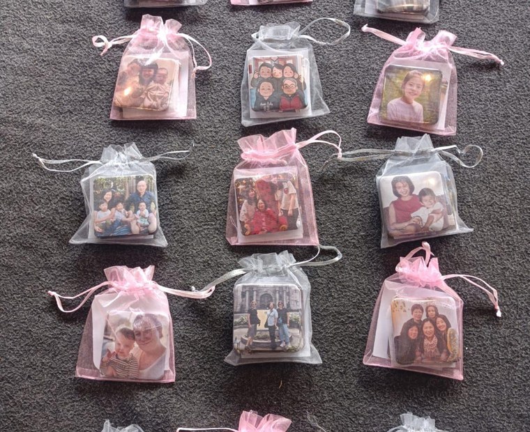 Packaged wedding favor magnet mockup
